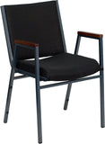 HERCULES Series Heavy Duty, 3'' Thickly Padded, Black Patterned Upholstered Stack Chair with Arms