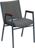 HERCULES Series Heavy Duty, 3'' Thickly Padded, Gray Upholstered Stack Chair with Arms
