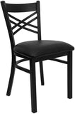 HERCULES Series Black ''X'' Back Metal Restaurant Chair - Black Vinyl Seat