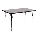 24''W x 48''L Rectangular Activity Table with 1.25'' Thick High Pressure Grey Laminate Top and Standard Height Adjustable Legs