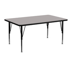 24''W x 48''L Rectangular Activity Table with 1.25'' Thick High Pressure Grey Laminate Top and Height Adjustable Preschool Legs
