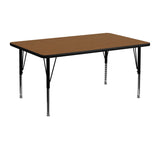 24''W x 48''L Rectangular Activity Table with 1.25'' Thick High Pressure Oak Laminate Top and Height Adjustable Preschool Legs