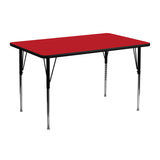 24''W x 48''L Rectangular Activity Table with 1.25'' Thick High Pressure Red Laminate Top and Standard Height Adjustable Legs