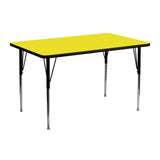24''W x 48''L Rectangular Activity Table with 1.25'' Thick High Pressure Yellow Laminate Top and Standard Height Adjustable Legs