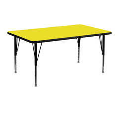 24''W x 48''L Rectangular Activity Table with 1.25'' Thick High Pressure Yellow Laminate Top and Height Adjustable Preschool Legs