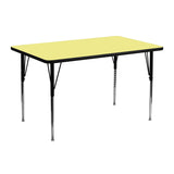 24''W x 48''L Rectangular Activity Table with Yellow Thermal Fused Laminate Top and Standard Height Adjustable Legs