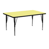 24''W x 48''L Rectangular Activity Table with Yellow Thermal Fused Laminate Top and Height Adjustable Preschool Legs