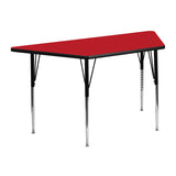 24''W x 48''L Trapezoid Activity Table with 1.25'' Thick High Pressure Red Laminate Top and Standard Height Adjustable Legs