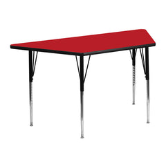 24''W x 48''L Trapezoid Activity Table with 1.25'' Thick High Pressure Red Laminate Top and Standard Height Adjustable Legs