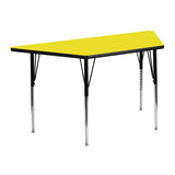 24''W x 48''L Trapezoid Activity Table with 1.25'' Thick High Pressure Yellow Laminate Top and Standard Height Adjustable Legs
