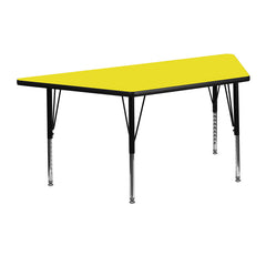 24''W x 48''L Trapezoid Activity Table with 1.25'' Thick High Pressure Yellow Laminate Top and Height Adjustable Preschool Legs