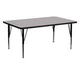 24''W x 60''L Rectangular Activity Table with 1.25'' Thick High Pressure Grey Laminate Top and Height Adjustable Preschool Legs