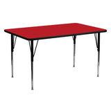 24''W x 60''L Rectangular Activity Table with 1.25'' Thick High Pressure Red Laminate Top and Standard Height Adjustable Legs