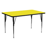 24''W x 60''L Rectangular Activity Table with 1.25'' Thick High Pressure Yellow Laminate Top and Standard Height Adjustable Legs