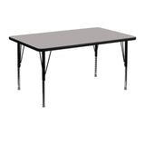 30''W x 48''L Rectangular Activity Table with 1.25'' Thick High Pressure Grey Laminate Top and Height Adjustable Preschool Legs