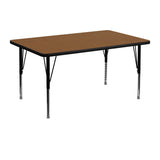 30''W x 48''L Rectangular Activity Table with 1.25'' Thick High Pressure Oak Laminate Top and Height Adjustable Preschool Legs