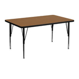 30''W x 48''L Rectangular Activity Table with Oak Thermal Fused Laminate Top and Height Adjustable Preschool Legs