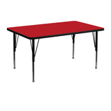 30''W x 48''L Rectangular Activity Table with 1.25'' Thick High Pressure Red Laminate Top and Height Adjustable Preschool Legs