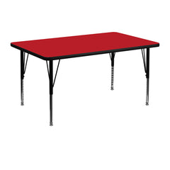 30''W x 48''L Rectangular Activity Table with 1.25'' Thick High Pressure Red Laminate Top and Height Adjustable Preschool Legs