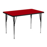 30''W x 48''L Rectangular Activity Table with Red Thermal Fused Laminate Top and Standard Height Adjustable Legs