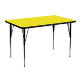 30''W x 48''L Rectangular Activity Table with 1.25'' Thick High Pressure Yellow Laminate Top and Standard Height Adjustable Legs