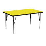 30''W x 48''L Rectangular Activity Table with 1.25'' Thick High Pressure Yellow Laminate Top and Height Adjustable Preschool Legs