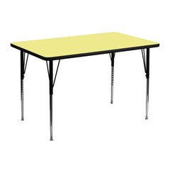 30''W x 48''L Rectangular Activity Table with Yellow Thermal Fused Laminate Top and Standard Height Adjustable Legs