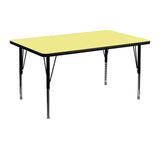 30''W x 48''L Rectangular Activity Table with Yellow Thermal Fused Laminate Top and Height Adjustable Preschool Legs