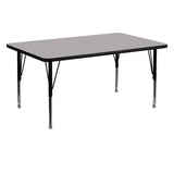 30''W x 60''L Rectangular Activity Table with 1.25'' Thick High Pressure Grey Laminate Top and Height Adjustable Preschool Legs