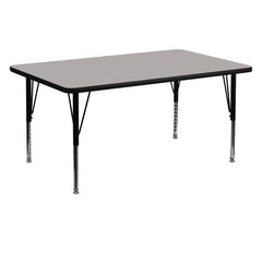 30''W x 60''L Rectangular Activity Table with 1.25'' Thick High Pressure Grey Laminate Top and Height Adjustable Preschool Legs