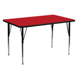 30''W x 60''L Rectangular Activity Table with 1.25'' Thick High Pressure Red Laminate Top and Standard Height Adjustable Legs