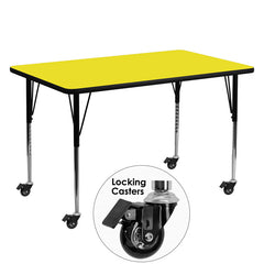 Mobile 30''W x 60''L Rectangular Activity Table with 1.25'' Thick High Pressure Yellow Laminate Top and Standard Height Adjustable Legs