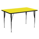 30''W x 60''L Rectangular Activity Table with 1.25'' Thick High Pressure Yellow Laminate Top and Standard Height Adjustable Legs