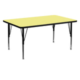 30''W x 60''L Rectangular Activity Table with Yellow Thermal Fused Laminate Top and Height Adjustable Preschool Legs