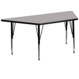 30''W x 60''L Trapezoid Activity Table with 1.25'' Thick High Pressure Grey Laminate Top and Height Adjustable Preschool Legs
