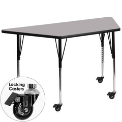 Mobile 30''W x 60''L Trapezoid Activity Table with Grey Thermal Fused Laminate Top and Standard Height Adjustable Legs