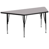 30''W x 60''L Trapezoid Activity Table with Grey Thermal Fused Laminate Top and Height Adjustable Preschool Legs