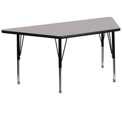 30''W x 60''L Trapezoid Activity Table with Grey Thermal Fused Laminate Top and Height Adjustable Preschool Legs