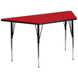 30''W x 60''L Trapezoid Activity Table with 1.25'' Thick High Pressure Red Laminate Top and Standard Height Adjustable Legs