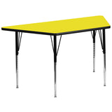 30''W x 60''L Trapezoid Activity Table with 1.25'' Thick High Pressure Yellow Laminate Top and Standard Height Adjustable Legs