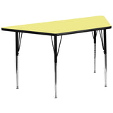 30''W x 60''L Trapezoid Activity Table with Yellow Thermal Fused Laminate Top and Standard Height Adjustable Legs