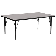 30''W x 72''L Rectangular Activity Table with 1.25'' Thick High Pressure Grey Laminate Top and Height Adjustable Preschool Legs
