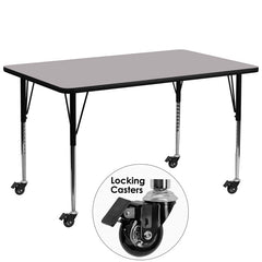 Mobile 30''W x 72''L Rectangular Activity Table with Grey Thermal Fused Laminate Top and Standard Height Adjustable Legs