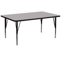 30''W x 72''L Rectangular Activity Table with Grey Thermal Fused Laminate Top and Height Adjustable Preschool Legs