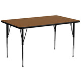 30''W x 72''L Rectangular Activity Table with 1.25'' Thick High Pressure Oak Laminate Top and Standard Height Adjustable Legs