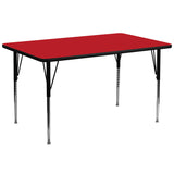 30''W x 72''L Rectangular Activity Table with 1.25'' Thick High Pressure Red Laminate Top and Standard Height Adjustable Legs
