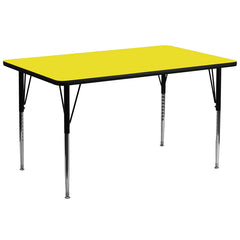 30''W x 72''L Rectangular Activity Table with 1.25'' Thick High Pressure Yellow Laminate Top and Standard Height Adjustable Legs