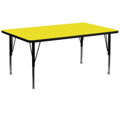 30''W x 72''L Rectangular Activity Table with 1.25'' Thick High Pressure Yellow Laminate Top and Height Adjustable Preschool Legs