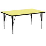 30''W x 72''L Rectangular Activity Table with Yellow Thermal Fused Laminate Top and Height Adjustable Preschool Legs