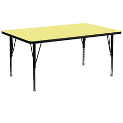 30''W x 72''L Rectangular Activity Table with Yellow Thermal Fused Laminate Top and Height Adjustable Preschool Legs